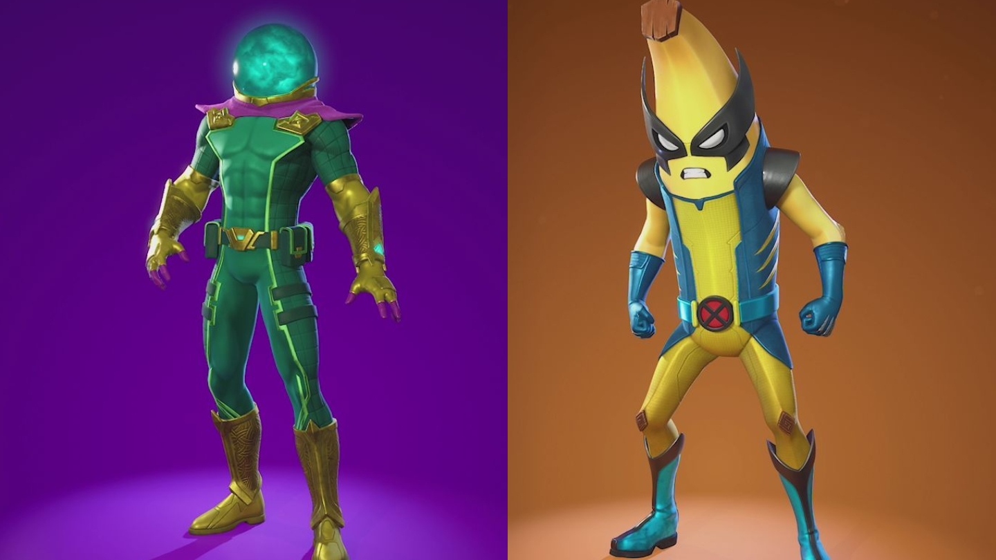 Fortnite Chapter 5 Season 4 battle pass skins list, including Gwenpool, Peelverine, Mysterio, and Shuri