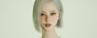 "inZOI" Gray-green-haired sharp-haired beauty pinched her face to share